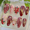 24-Pack Christmas Green Snowflake Press-On Nails with Rhinestones – Holiday False Nail Set for Women