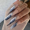 24pc Christmas Press-On Nails Set Medium Long Snowman Santa Snowflake Square Tips