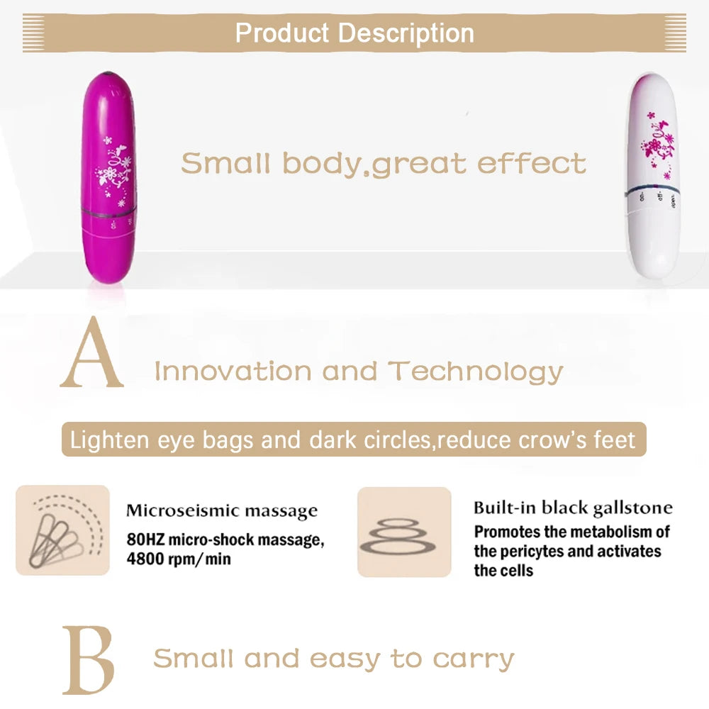 Raiuleko Mini Vibration Eye Massager Pen – Anti-Aging Dark Circles & Puffiness Remover