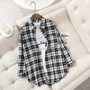 Loose Women's Plaid Shirt – College Style Long-Sleeve Checked Blouse, Casual Loose-Fit Top