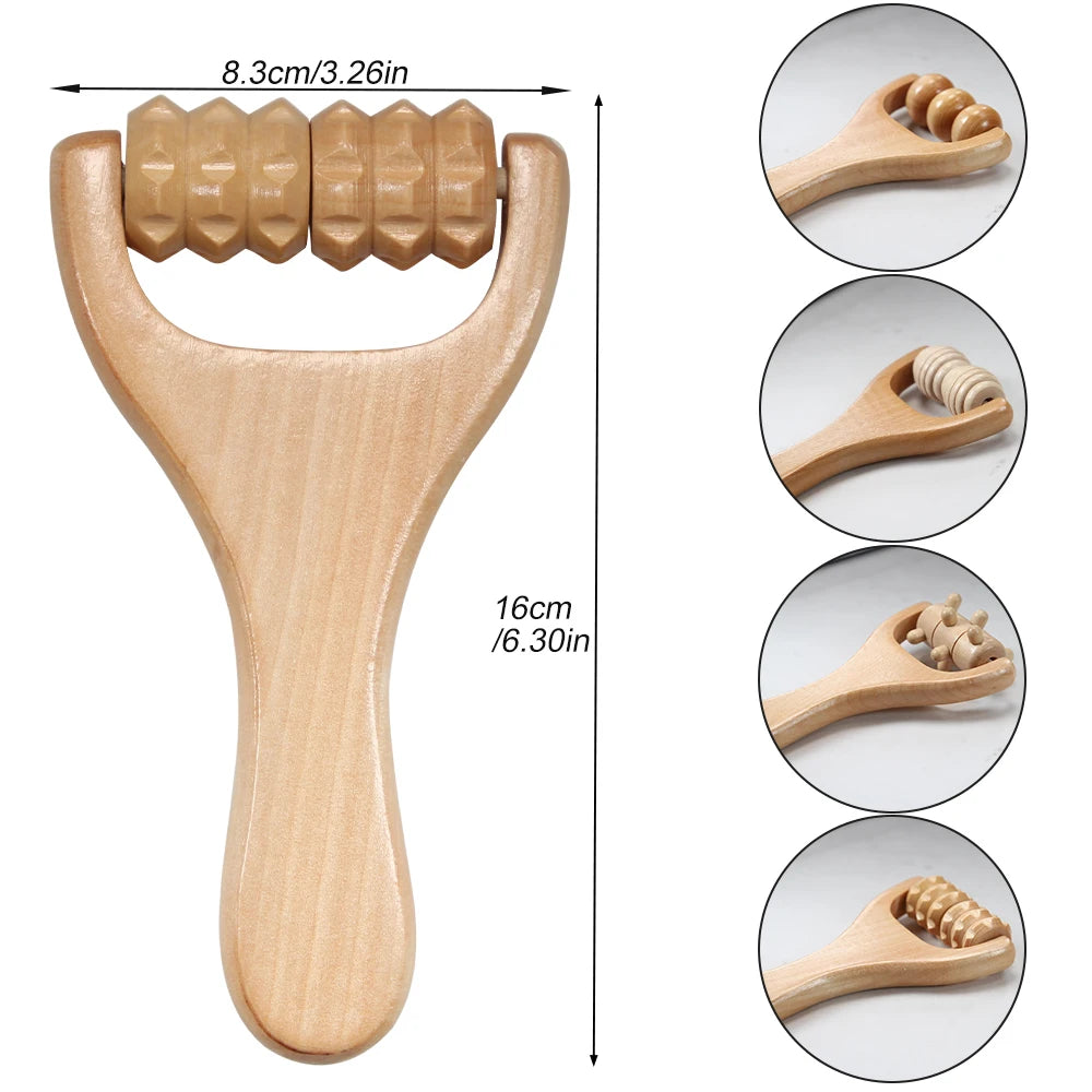 1-Pack Wooden Massage Roller - Handheld Trigger Point Massager for Neck, Back, Shoulders, Arms & Legs