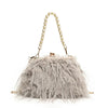 Luxury Faux Fur Evening Bag for Women Fluffy Plush Shell Clutch Shoulder Crossbody