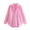 MUJER Women's Multicolor Button-Up Poplin Shirt – Oversized Long-Sleeve Summer Casual Blouse
