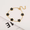 Adjustable Gold-Plated 316L Stainless Steel Clover Flower Bracelet — Five-Leaf Petal Charm for Women, Hypoallergenic Gift