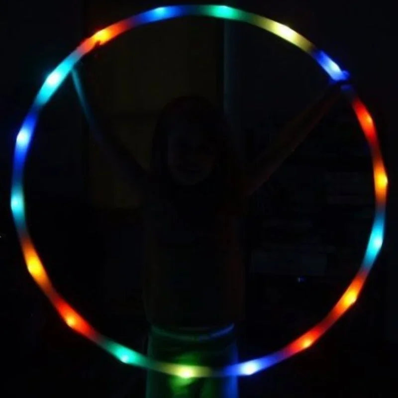 LED Flashing Fitness Hula Hoop 90 cm (35.4 in) 7-Color Portable Weighted Exercise Hoop for Waist & Core