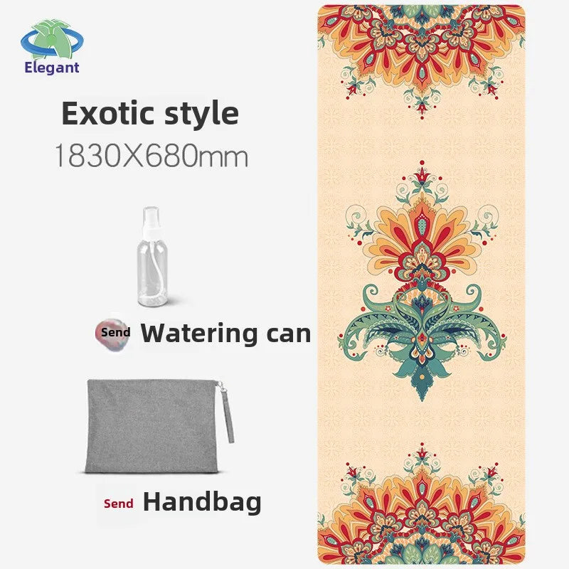 Suede Chamois Yoga Mat 183 x 68 cm (72 x 26.8 in) - Portable Foldable Non‑Slip Exercise Mat for Yoga, Dance & Jump Rope