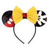 Sequin Snowflake Mouse Ear Headband with 5\" (12.7 cm) Bow – Kids & Adults Festival Party Cosplay Hairband