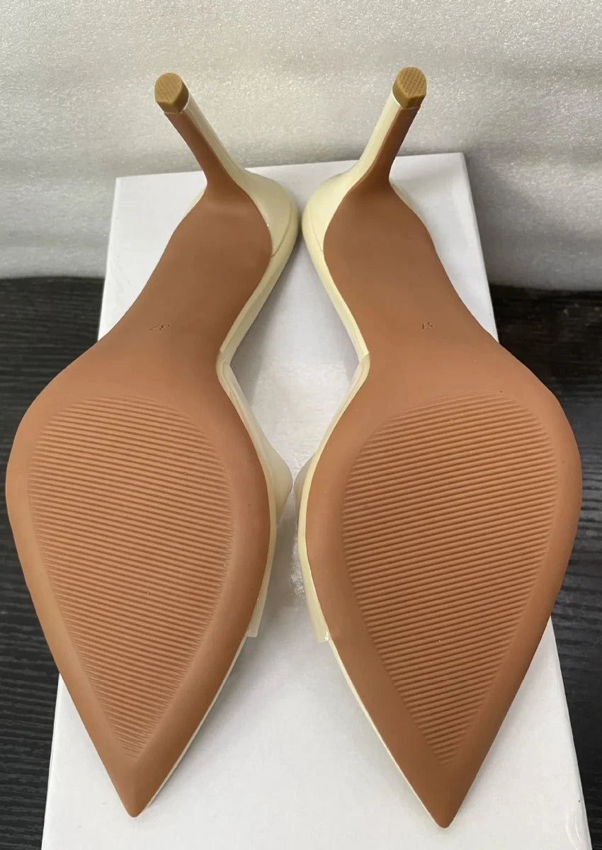 Transparent Pointed Stiletto Mules - Women's Clear High Heel Slip-On Sandals, 3.1 in (8 cm)