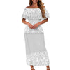 Women’s One-Shoulder Ruffle Dress – Samoan Tattoo Polynesian 3D Tribal Print Puletasi