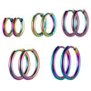 U7 Stainless Steel 5-Pair Round Huggie Hoop Earring Set — Unisex 8/10/12/14/16 mm (0.31/0.39/0.47/0.55/0.63 in) Mix of Gold, Black, Silver