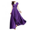 Chiffon Bohemian V-Neck Maxi Dress Short Sleeve Front Wrap Lace Detail Elastic Waist S-5XL