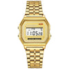 Luxury Rose Gold Digital LED Watch for Women & Men – Retro Rectangle Stainless Steel Band, 3ATM Water Resistant