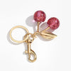 Cherry Crystal Bag Charm Keychain Red Pink Fruit Pendant Key Ring for Women & Girls Purse Charm Gift