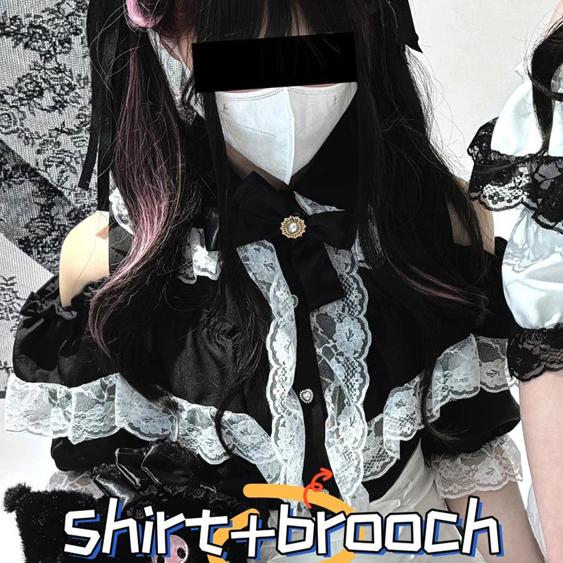 Kawaii Jirai Kei Lolita Y2K Peter Pan Collar Blouse Long Sleeve Cute Japanese-Style Aesthetic Top