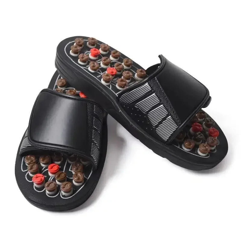 Unisex Foot Massage Slippers - Reflexology Acupressure Flip Flops with Rotating Beads, Waterproof PVC-EVA, EU Sizes 38-45