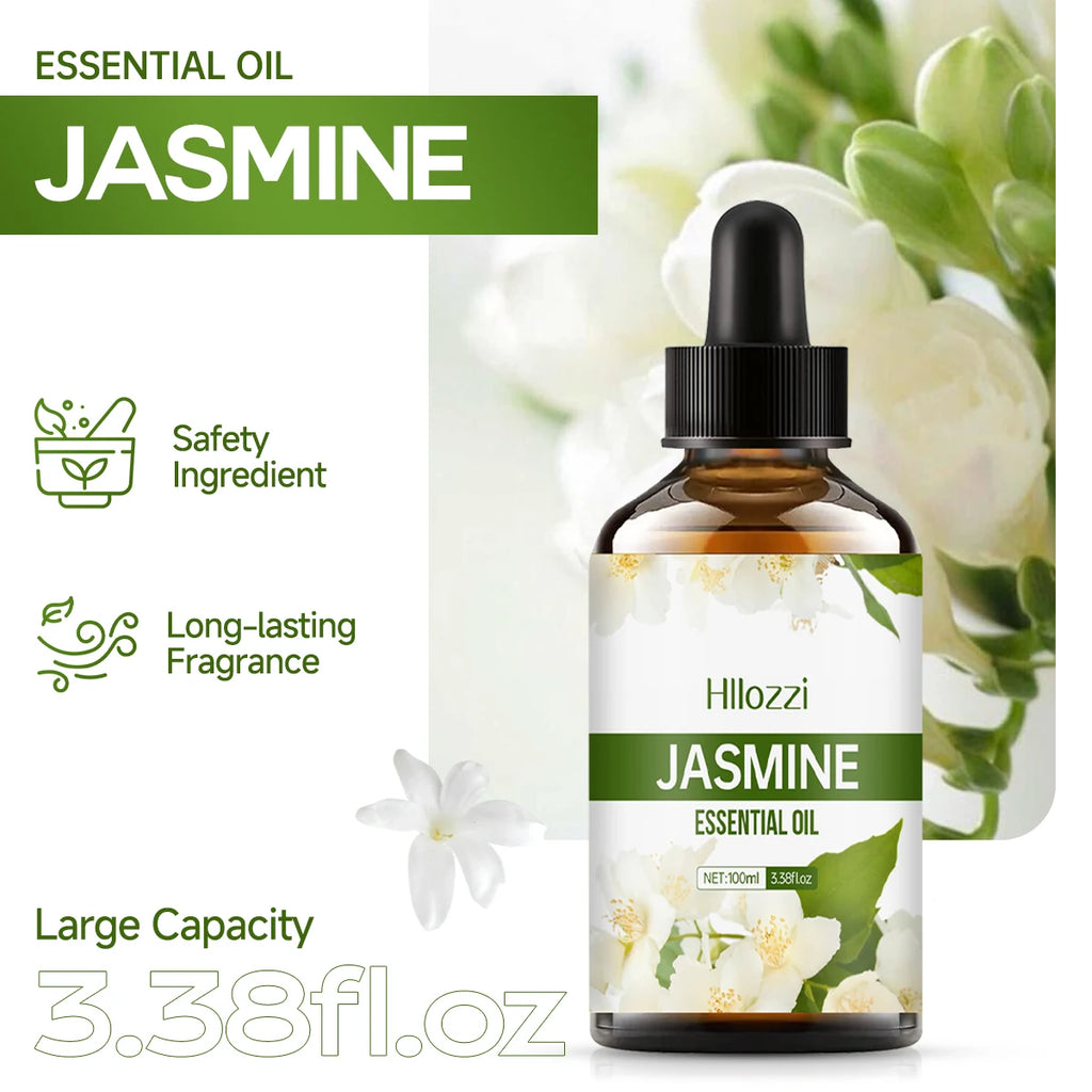Jasmine Essential Oil – Pure Jasminum Sambac for Massage, Aromatherapy & Facial Care, Long-Lasting Fragrance