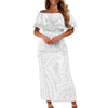 Women’s One-Shoulder Ruffle Dress – Samoan Tattoo Polynesian 3D Tribal Print Puletasi