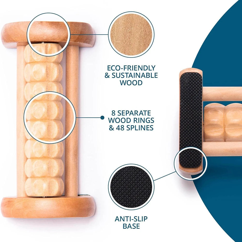 Wooden Foot Roller Massager – Acupoint Sole & Leg Massager for Plantar Fasciitis, Travel-Friendly Deep Tissue Relief