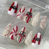 24-Pack Christmas Green Snowflake Press-On Nails with Rhinestones – Holiday False Nail Set for Women