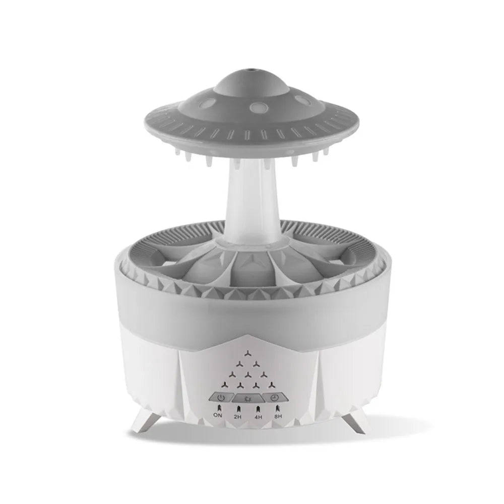 Remote-Controlled Aroma Diffuser Humidifier with RGB Night Light – UFO, Raindrop & Christmas Tree Designs for Home & Office