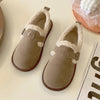 Autumn Winter Women's Faux Suede Plush-Lined Slip-On Loafers Warm Casual Moccasins