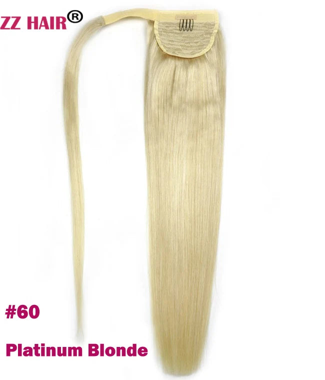 ZZHAIR 100% Human Remy Clip-In Wrap-Around Ponytail 16-26 in (40-66 cm) 140g Machine-Made Straight