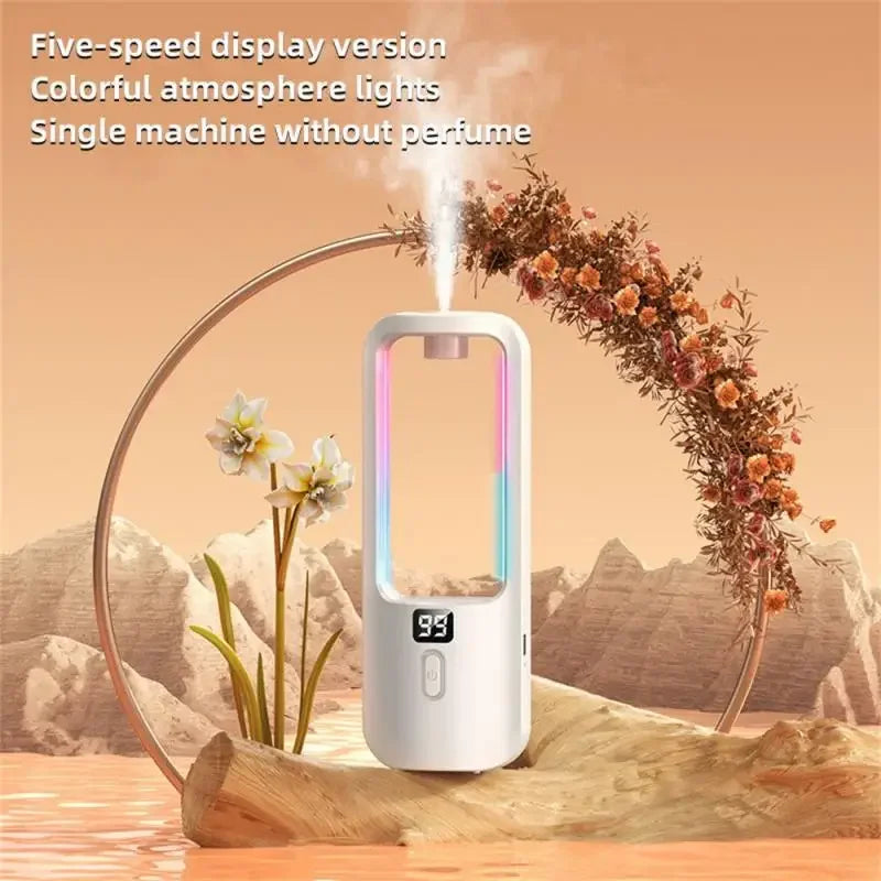 Wall-Mounted 50ml Aromatherapy Diffuser - USB-C Rechargeable Ultrasonic Air Purifier & Toilet Deodorizer with 5-Level Spray and Color Night Light