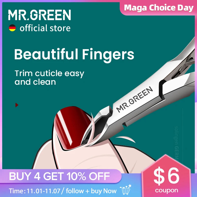 MR.GREEN Stainless Steel Cuticle Nippers - Precision Cuticle Clippers & Trimmer for Manicure Pedicure