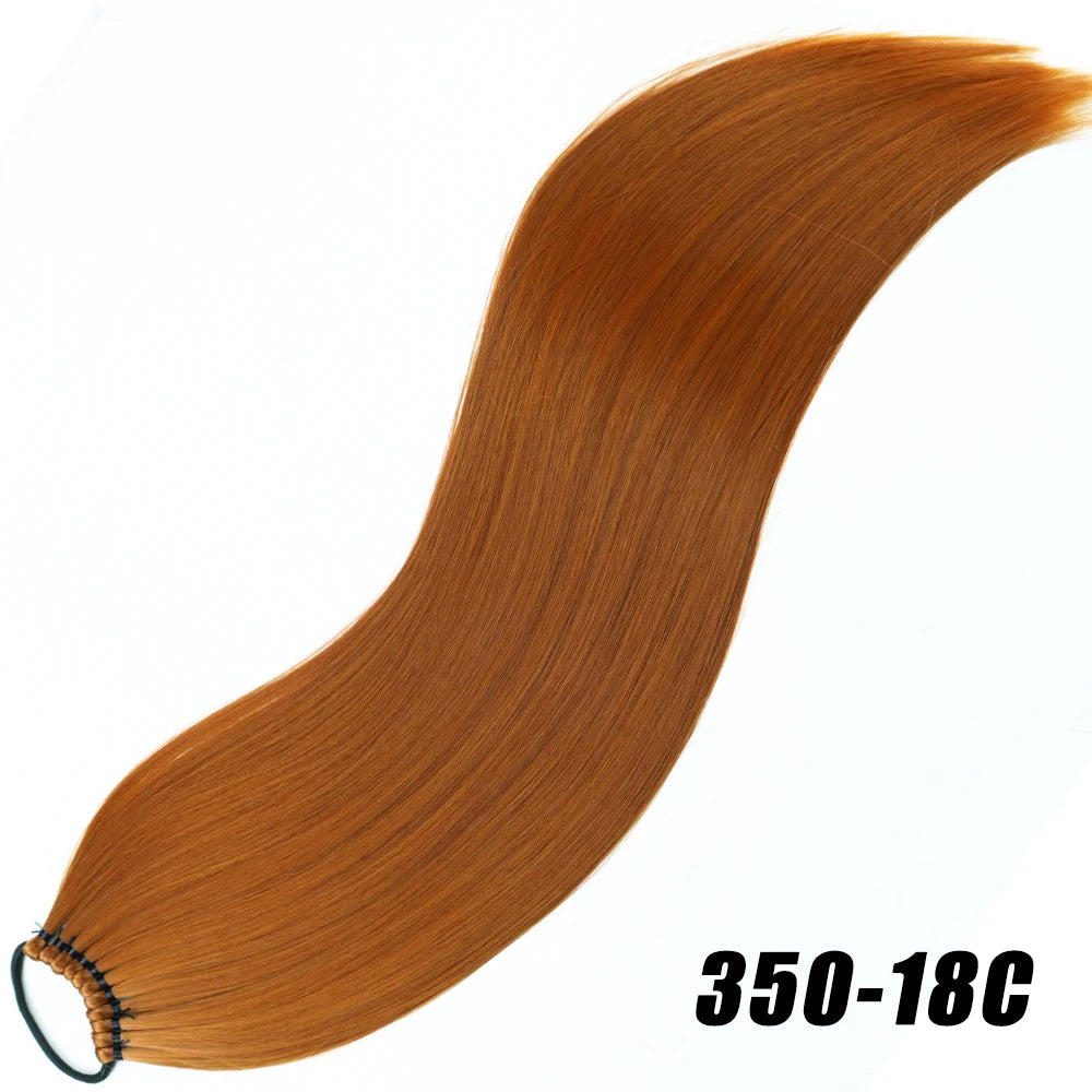 24-Inch (61 cm) Synthetic Braided Ponytail Extension – Black Long Straight Hairpiece with Elastic Band