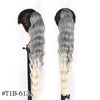 Long Ombre Blonde Synthetic Clip-In Braided Wavy Ponytail Hairpiece — Black to Brown Hair Extension