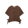 Hollow Knit Bow Pullover - Women's Casual Short-Sleeve Lace-Up Round Neck Sweater