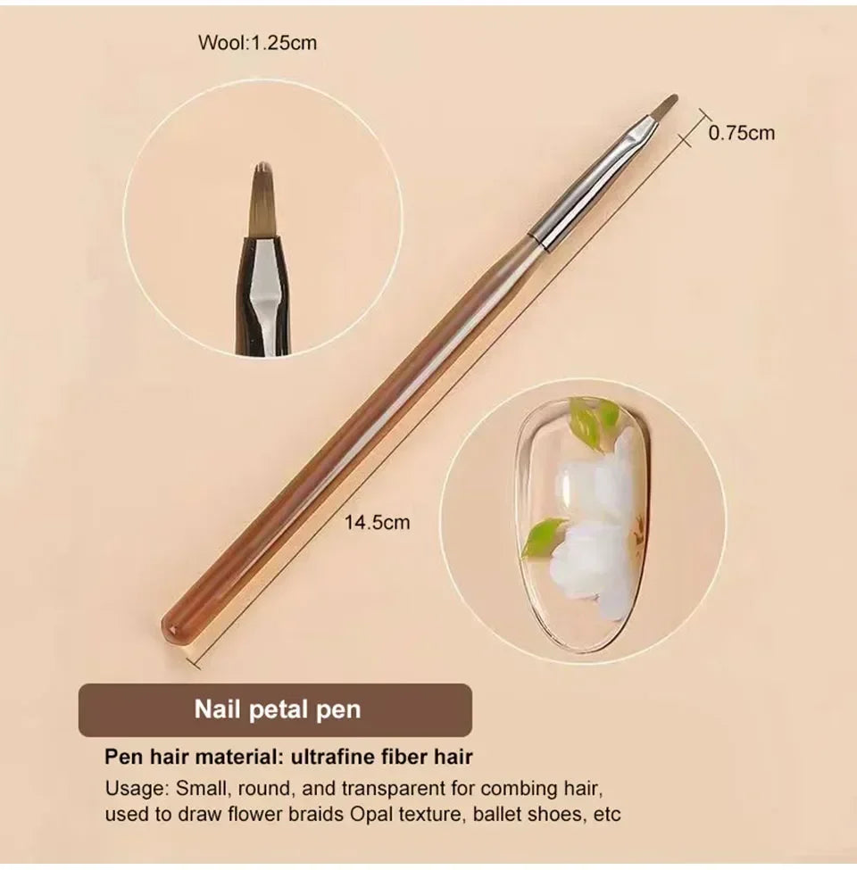 9-Piece Nail Art Brush Set Liner & Detail Brushes for Acrylic, Gel & Manicure Nail Tip Display