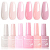 Hema-Free TPO-Free Gel Nail Polish 7.5ml, Glitter Jelly & Nude Shades, Soak-Off UV/LED Full Coverage French