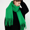 Luxury Cashmere-Blend Winter Scarf for Women – Thick Warm Shawl with Tassels, Soft Fluffy Solid & Plaid