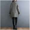 Plus Size Cashmere Knit Turtleneck Sweater Long Loose Thick Warm Black