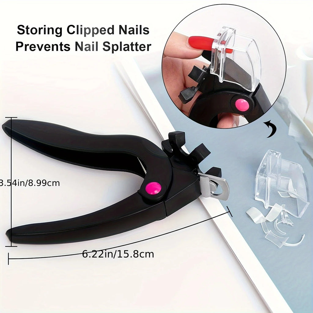 U-Shaped Nail Tip Cutter Trimmer for Acrylic False Nails - Adjustable Scissors with Stainless Steel File