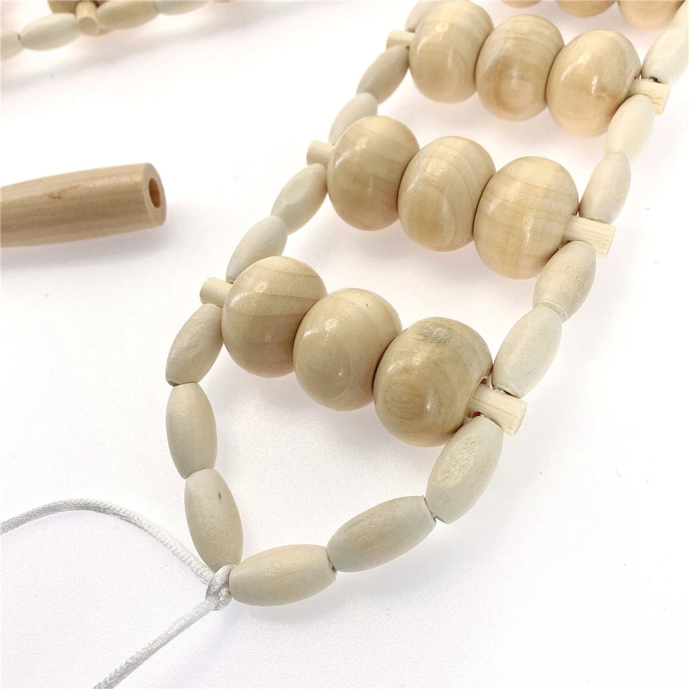 28 in (70 cm) Wooden Pull-Back Roller Rope — Manual Back Massager for Neck, Shoulders & Legs, Cellulite Relief