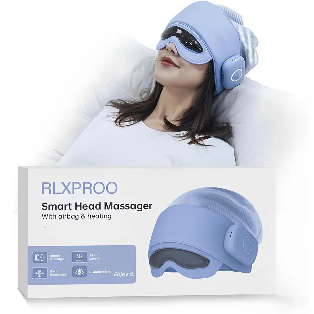 HIMOUTA Wireless Head & Eye Massager with Heat and Bluetooth for Stress and Fatigue Relief