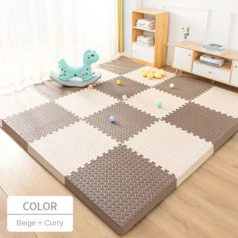 EVA Interlocking Foam Floor Tiles 30 x 30 cm (11.8 x 11.8 in) – Leaf Grain Non-Slip Gym, Yoga & Playroom Mat 1 cm Thick