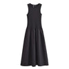 HXAO Women's Sleeveless Ankle-Length Patchwork Maxi Dress - Elegant Casual Vintage Party Dress (Black, Khaki)