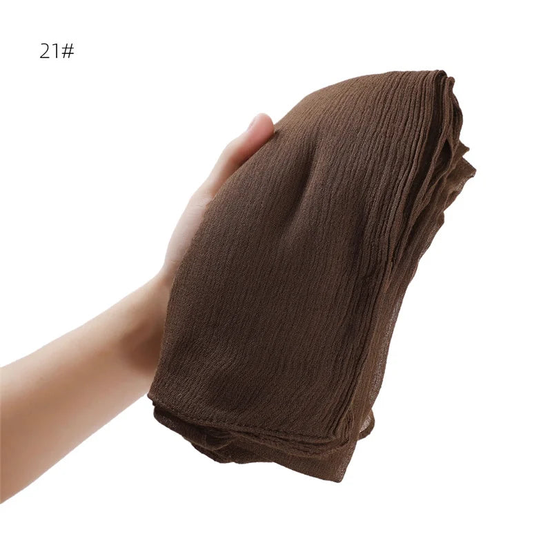 Women's Large Solid Polyester Hijab Scarf 80 x 190 cm (31.5 x 74.8 in) Long Muslim Headscarf Wrap Shawl Turban