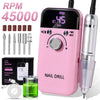 45,000 RPM Rechargeable Electric Nail Drill with LCD Screen - Portable Cordless Nail File & Polisher for Gel and Acrylic Manicure