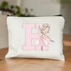 Ballet Girls A-Z Initial Canvas Makeup Pouch – Floral Cosmetic Organizer Clutch (22 x 14 cm / 8.7 x 5.5 in) – Travel & Bridesmaid Gift