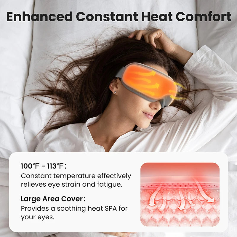 Heated Bluetooth Eye Massager – Foldable Wireless Eye Mask for Migraine Relief, Dry Eyes & Sleep Aid