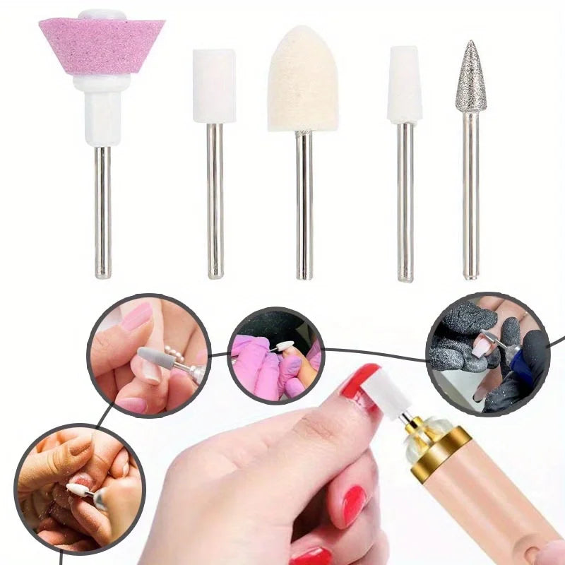 YIKOOLIN 6-in-1 USB Electric Nail Drill Kit — Portable Pen-Style Manicure Polisher with Nail Art Bits