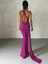 Women's One-Shoulder Backless Ruched Maxi Dress – Adjustable Scarf Loop, Y2K Streetwear Festival Evening Dress