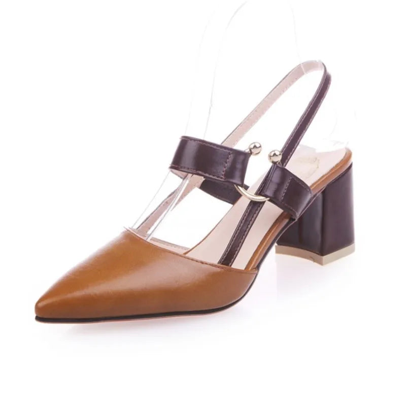 Gladiator Cutout Mary Jane Pumps Round Toe Mid Block Heel (3-5 cm) Strappy Hollow Heels for Women