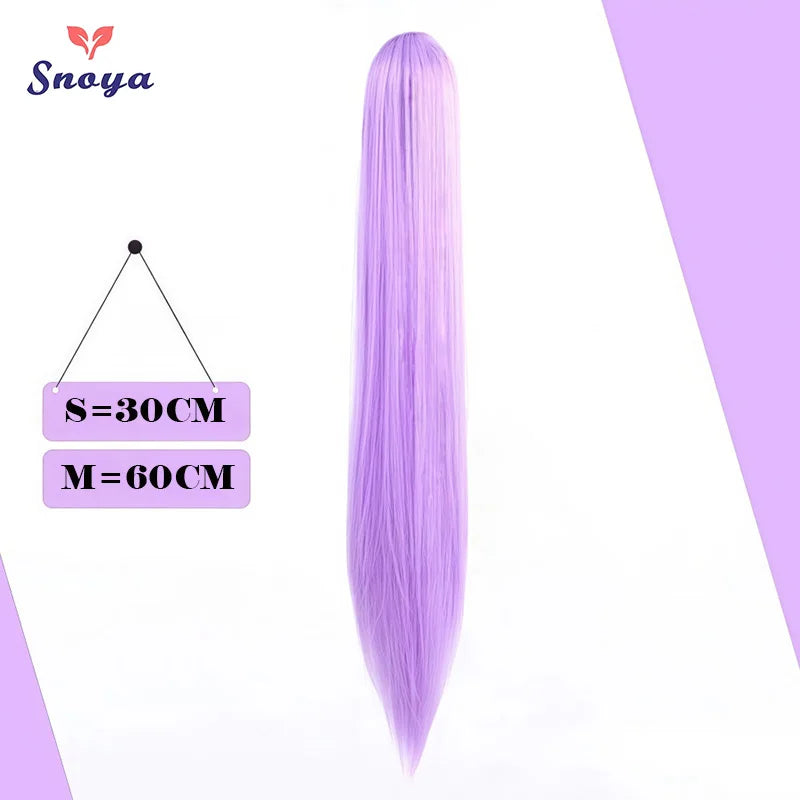 Snoya Clip-In Long Straight Ponytail Extension 60 cm / 30 cm (23.6 in / 11.8 in) Heat-Resistant Synthetic Claw Clip for Cosplay, Red, Purple, Pink, Blue