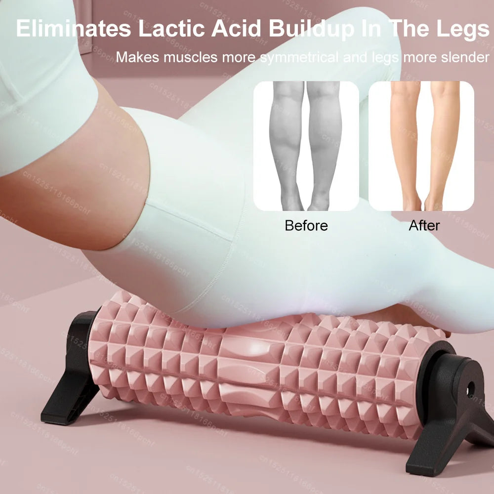 Deep Tissue Foam Roller 16.5 x 4.7 in (42 x 12 cm) with Stand - Non-Slip High-Load Massage Roller for Muscle Relief, Pilates & Yoga