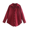 MUJER Women's Multicolor Button-Up Poplin Shirt – Oversized Long-Sleeve Summer Casual Blouse